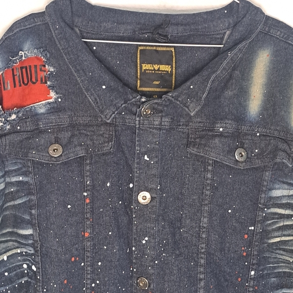 Jewel House Frosted Denim Jean Jacket 4X Paint Splatter Brand New With Tags - Picture 2 of 14